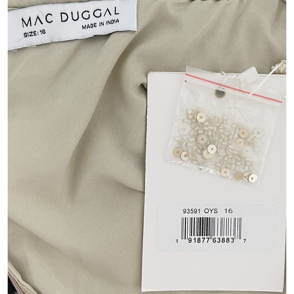 Mac Duggal 93591 Oyster‎ Sequin Flutter Sleeve Midi Dress Size 16 $498 - Picture 8 of 8